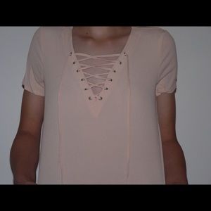 cropped baby pink top